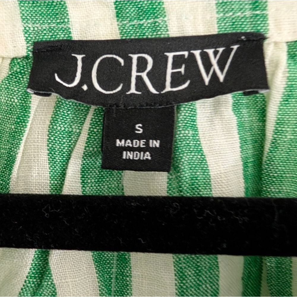J.Crew NWT Green Striped Cabana Linen Top S Coastal Preppy Spring Minimalist - Picture 7 of 8